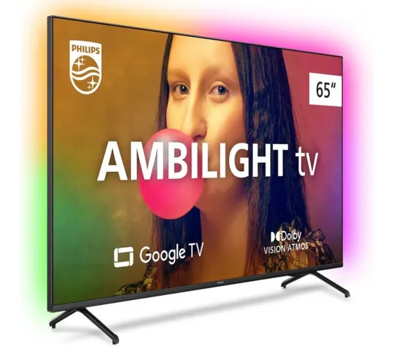 Smart TV Philips 65? 4K Ambilight Google TV 65PUG7908/78 - Nova Lacrada