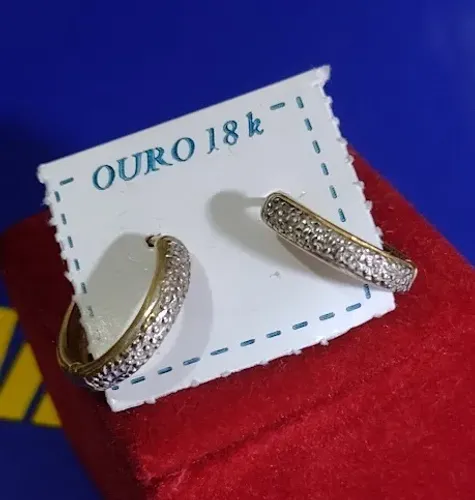 Brincos Ouro 18 Kilates 1.60 Gramas Com Ouro Branco