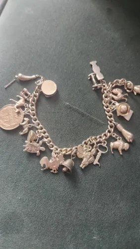 pulseira berloque de prata vintage