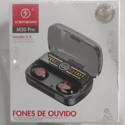 Fone de Ouvido Bluetooth Kapbom M20 Pro Gamer Sem Fio V5.3 - Novo na Caixa