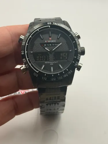 Relógio Naviforce Original Preto Digital Analógico Aço Preto Completo Com Caixa
