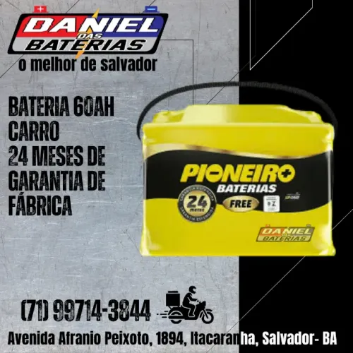 Bateria de carro 60ah amperes Pioneiro, em Salvador - BA