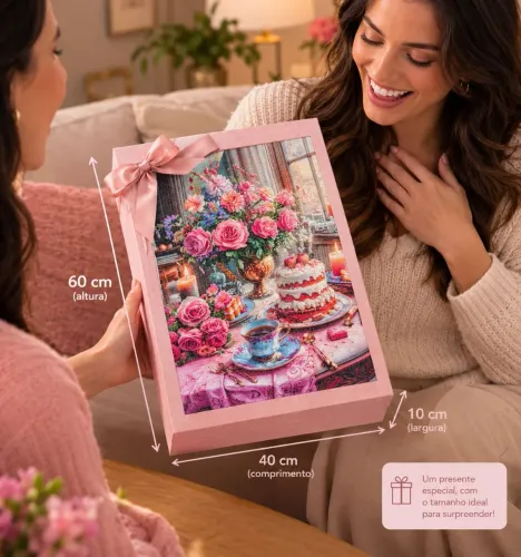 Caixa Decorativa Rosa com Quebra-Cabeça Floral - Linda Opção para Presente