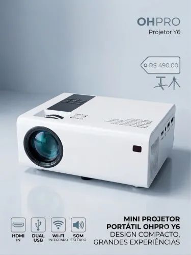 Projetor OhPro Y6 Wi-Fi HDMI USB | Seminovo | Excelente Estado