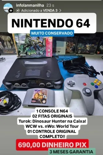 Nintendo 64 + 1 Controle Original + 2 fitas Originais