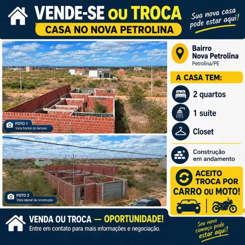 vendo Casa 2/4 sndo uma suite. Falta cobrir
