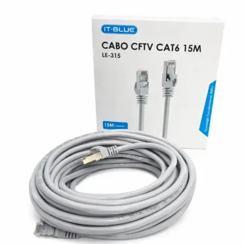 Cabo de Rede Ethernet CAT6 15 Metros RJ45 IT-BLUE LE-315 Blindado - Conector Banhado a Our