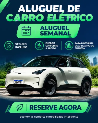 Aluguel de carro elétrico! Para empresa ou Uber/99