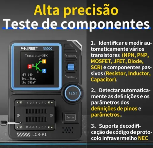 TESTADOR DE LCR ESR DÍODO MOSFET TRANSISTOR ETC