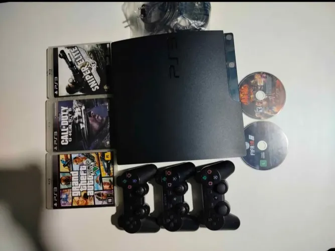 PS3 SLIM COM 5 JOGOS