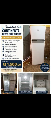 Geladeira Continental Frost Free Duplex
