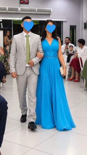 Vestido de Festa Longo Azul Turquesa - Tamanho M - Excelente Estado