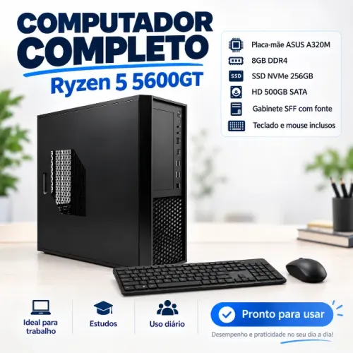 PC Completo Ryzen 5 5600GT 8GB SSD NVMe + 500GB