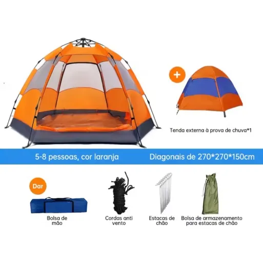 Barraca Camping 5-8 Lugares Grande Ventilacao 270*270*155cm
