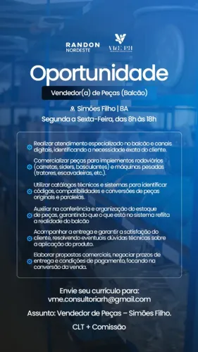 Vendedor(a) de Peças (Balcão)