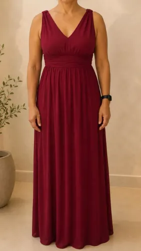 Vestido longo vinho em chiffon | casamento/formatura