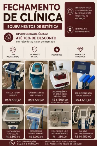 Venda de Equipamentos de Estética - Clínica Encerrando Atividades