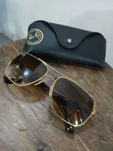Sunglasses Ray-ban Rb3483 Metal Square Gold/brown 60mm Men