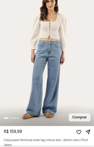 Calça jeans wide leg pool 38