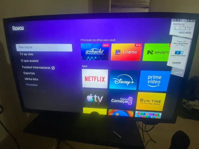Televisão Samsung 32 com aparelho roku incluso