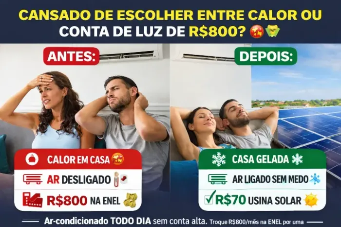 Energia Solar- Use ar-condicionado todo dia sem conta alta