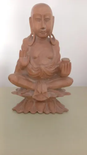 Escultura Antiga de Bali em Madeira Maciça Entalhada à Mão | Peça Vintage Decorativa