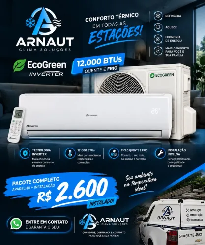 Ar condicionado inverter 12milbtus instalado Costa/costa