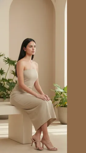 Vestido Longo Tomara que Caia - Malha Bege - Tamanho GG
