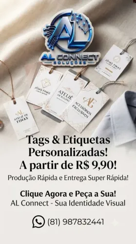 Tags e etiquetas para roupas, entrega hoje ainda, cuida.