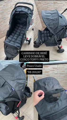 CARRINHO DE BEBÊ LEVE DOBRÁVEL COSCO TOFFY PRETO