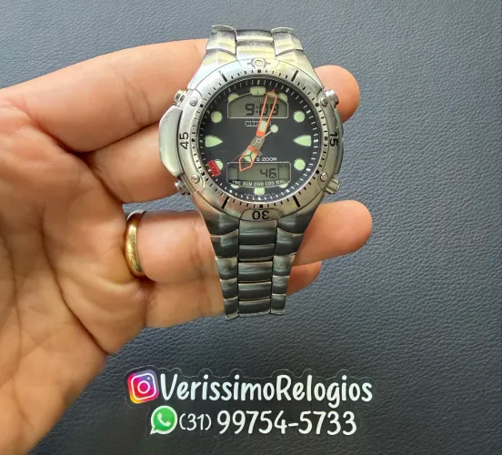 Relógio Citizen Aqualand Jp1060 Mostrador Preto Todo On