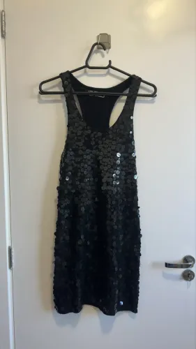 Vestido Festa Preto Lantejoula/Paetê Talita Kume - Tam P