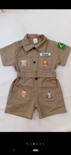 Macacão, fantasia Safari, 1 ano.