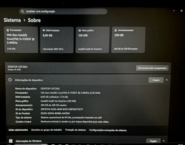Notebook Dell Vostro 15