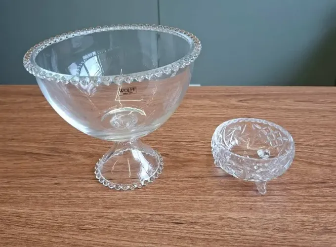 Conjunto de Bomboniere e Baleiro de Vidro