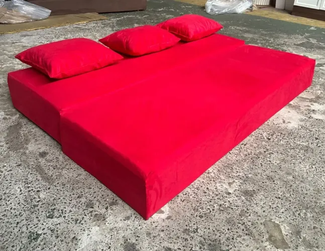Bicama Moderna em Suede Vermelho - Promoção