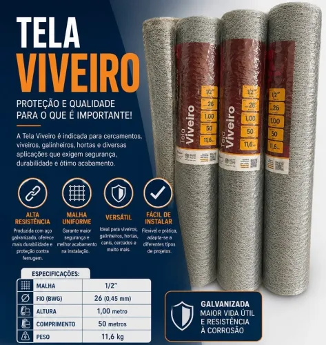 Tela Viveiro Galvanizada 