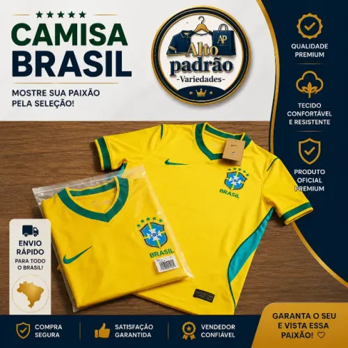 VISUAL DE CAMPEÃO! CAMISA DO BRASIL TAILANDESA COM DETALHES BORDADOS E CAIMENTO PERFEITO!