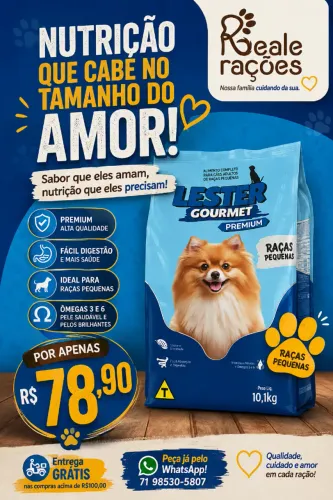 Ração Lester Premium Gourmet 10kg cães adultos raças pequenas