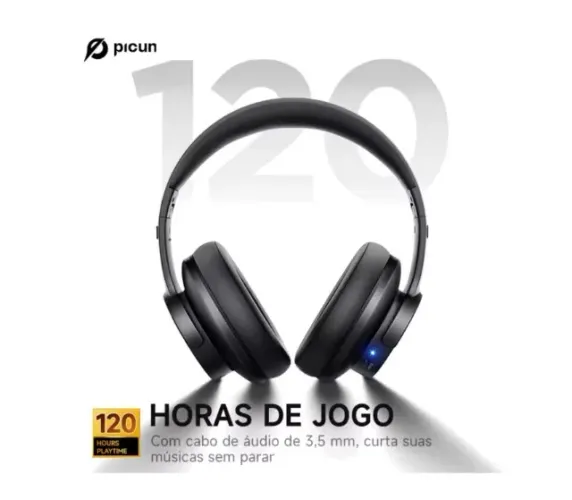 Fone De Ouvido Bluetooth Sem Fio Picun B8, Dobrável ,Bateria 120 Horas