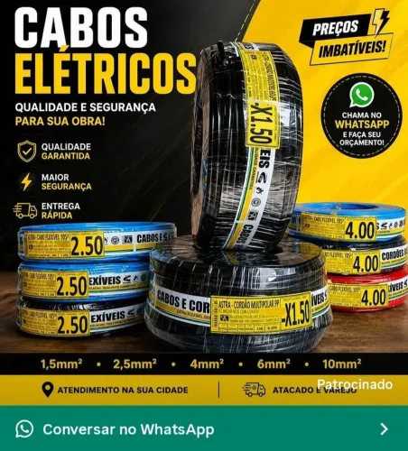 Cabos elétricos direto de fábrica 
