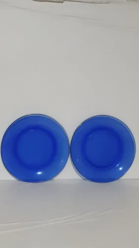 Lote 2 pratos sobremesa Duralex cor azul