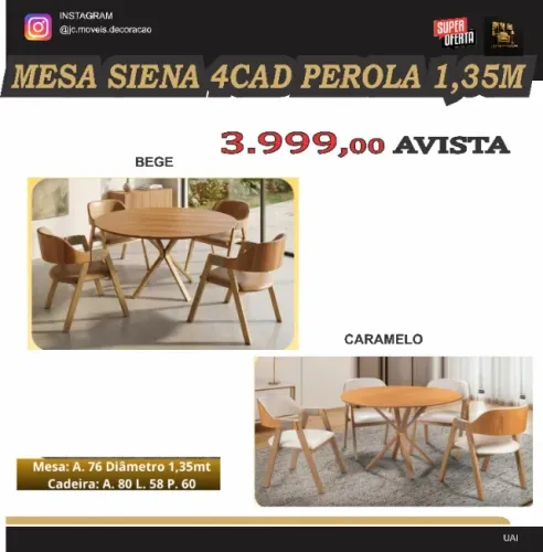 MESA SIENA 4 CADEIRAS PEROLA