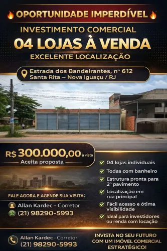 Vendo 04 lojas. Bairro Santa Rita, Nova Iguaçu/RJ