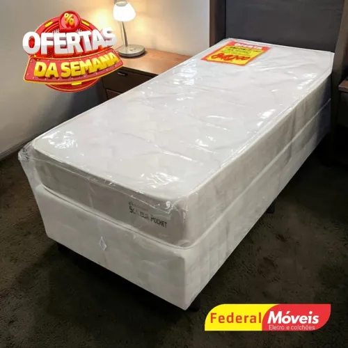 Cama Box Colchão e Base Solteiro Mega Oferta - Temos Crediário