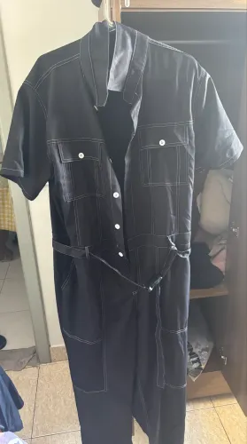 Manfinity Homme Macacão Masculino com Bolso de Aba e Cintura com Cordão