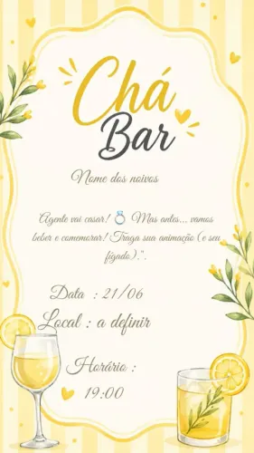 Convite digital Chá de Cozinha/cha Bar/cha de casa nova