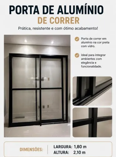 Porta de vidro com alumínio