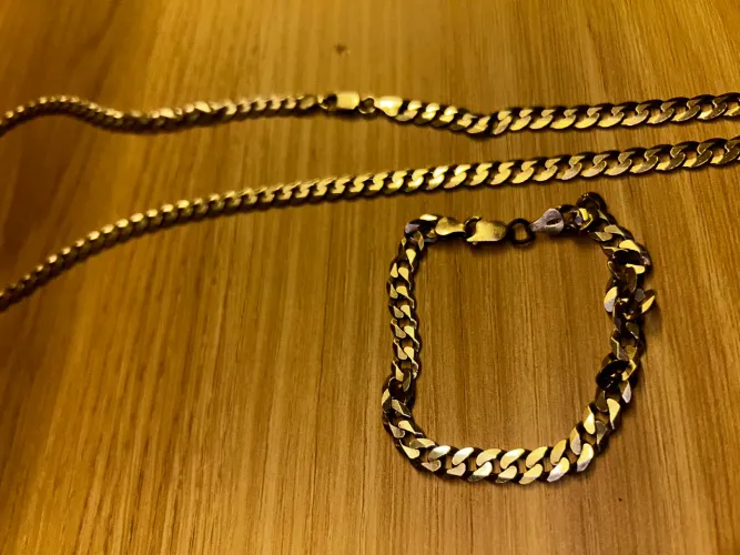 Corrente e pulseira de prata