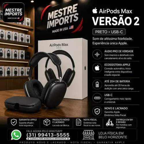 AirPods Max USB-C Preto Novo Lacrado Garantia Apple